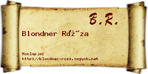 Blondner Róza névjegykártya